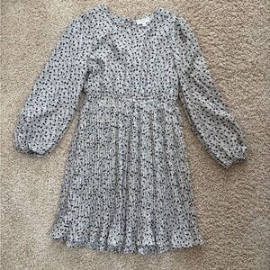 Hayden girls Size M pleated tan & purple floral dress.